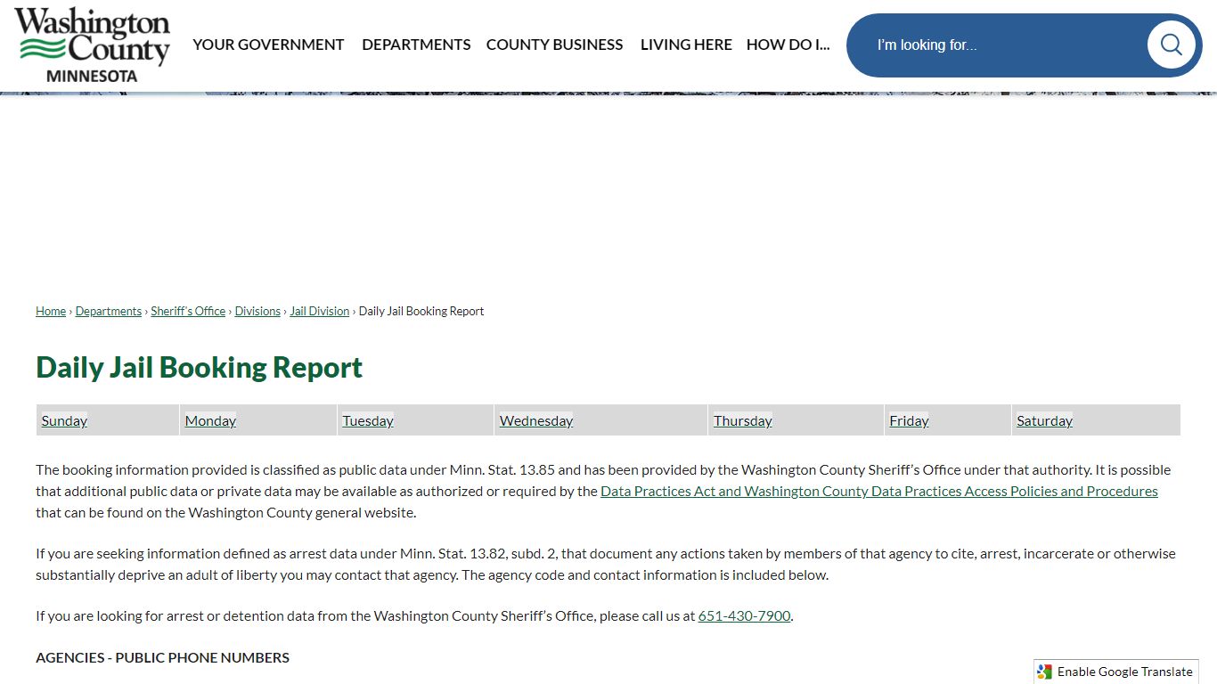 Daily Jail Booking Report | Washington County, MN - Official Website