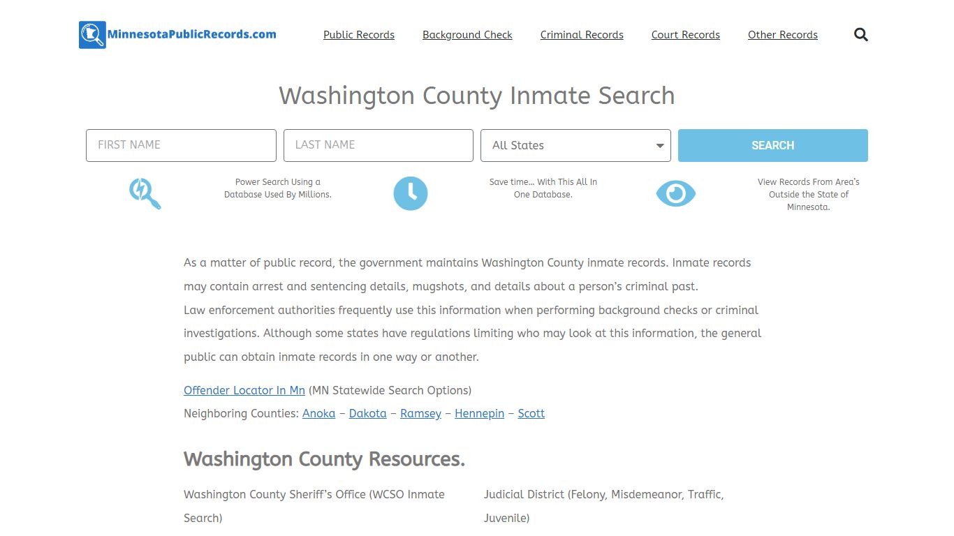 Washington County Inmate Search - WCSO Current & Past Jail Records
