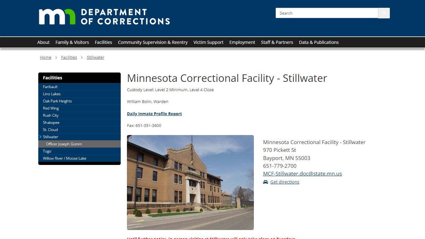 Stillwater / Department of Corrections - Minnesota's State Portal